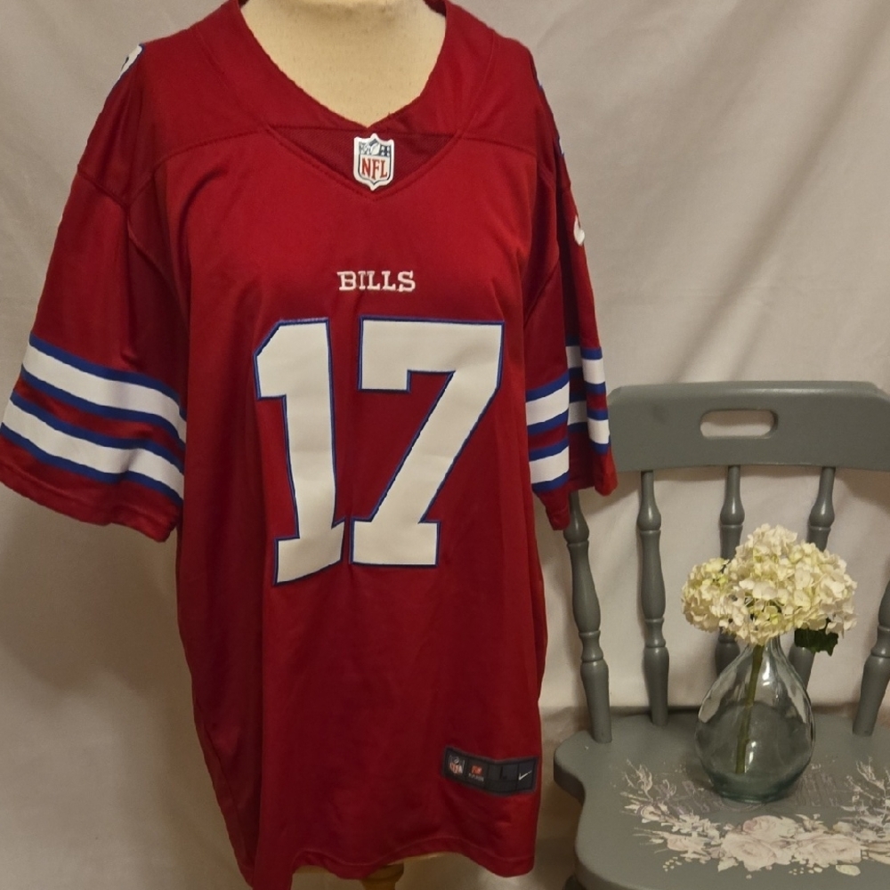 Nike Red NFL Bills Allen 17 Jersey Size Large